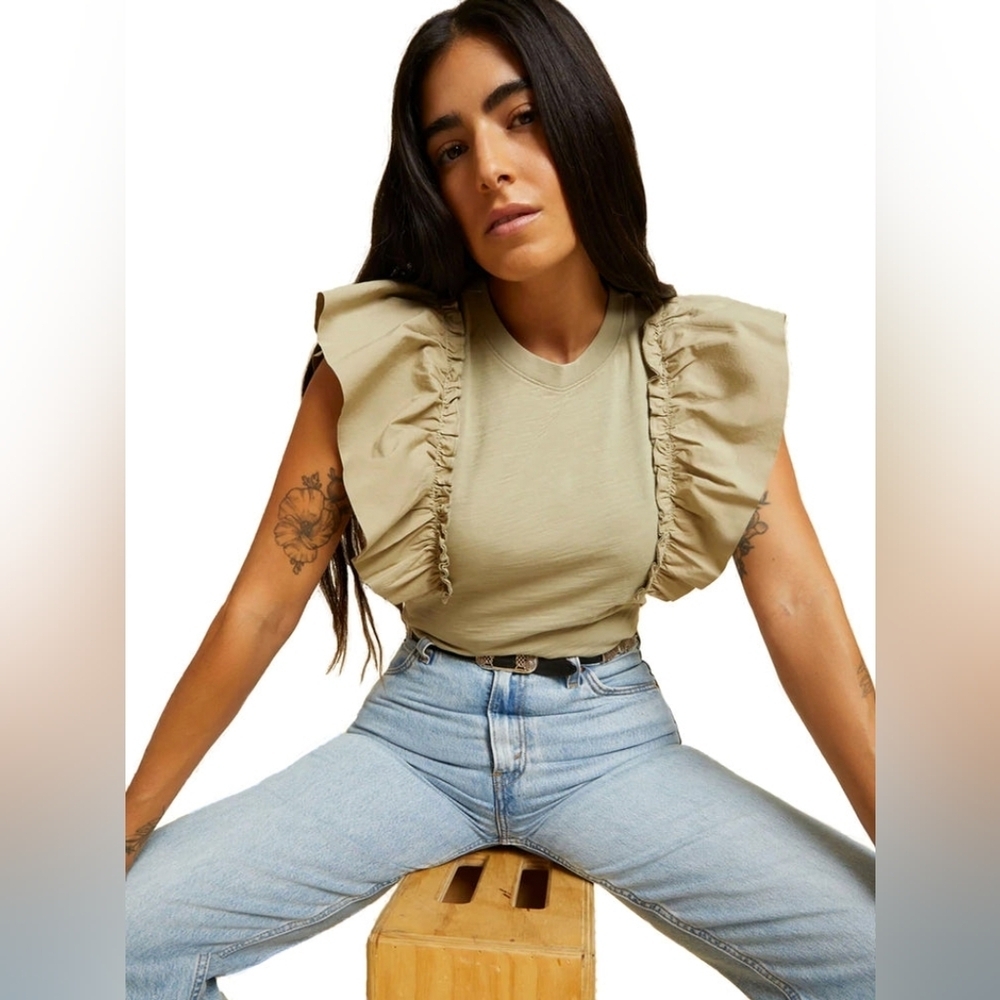 Nation LTD Para Boxy Tee Safari Green Olive Revolve